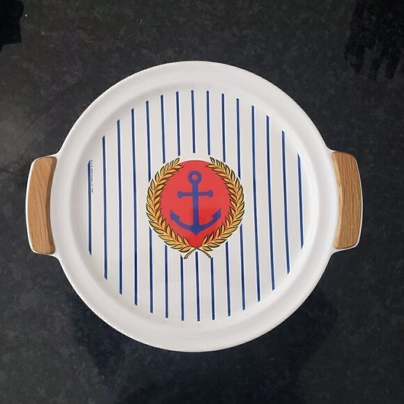 Vtg 1980s Oneida Large Melamine Outdoors Serving Tray Nautical Boat Anchor - Picture 11 of 11